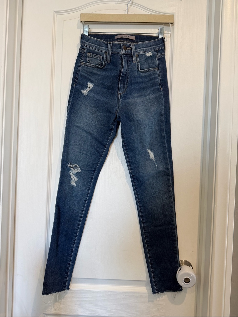 Joe's Jeans Dark Blue Distressed High-Rise Skinny Jeans